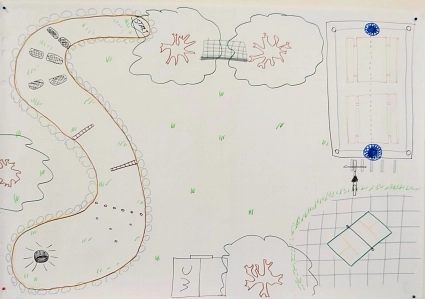 Diesen Plan von einem Jugendplatz haben die Jugendlichen während der Zukunftswerkstatt entworfen. © Gemeinde Hohenhameln